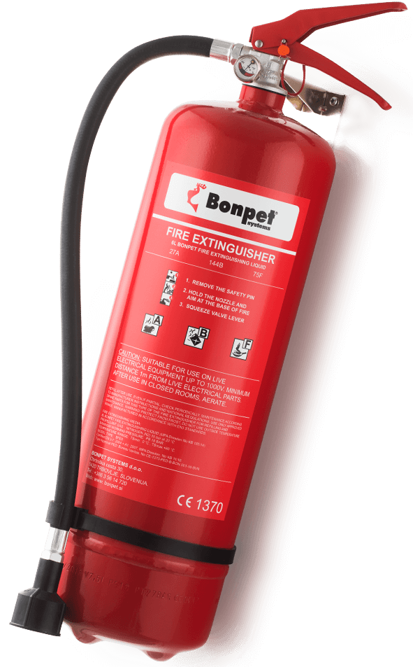 BONPET BFE 6 – špičkový 6 l hasiaci prístroj na viacero druhov požiaru